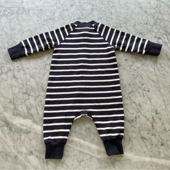 H&M Baby Zip Up Onesie in Sweatshirt Material - Long Sleeve Baby Boy One Piece - Picture 4 of 4